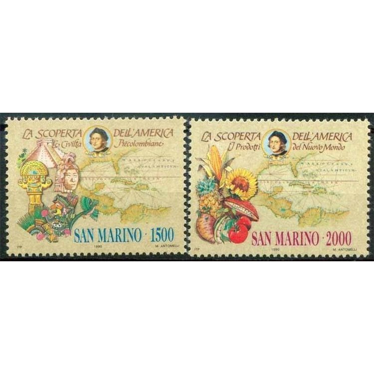 SAN MARINO 1990 Colombian Celebrations 2v MNH**