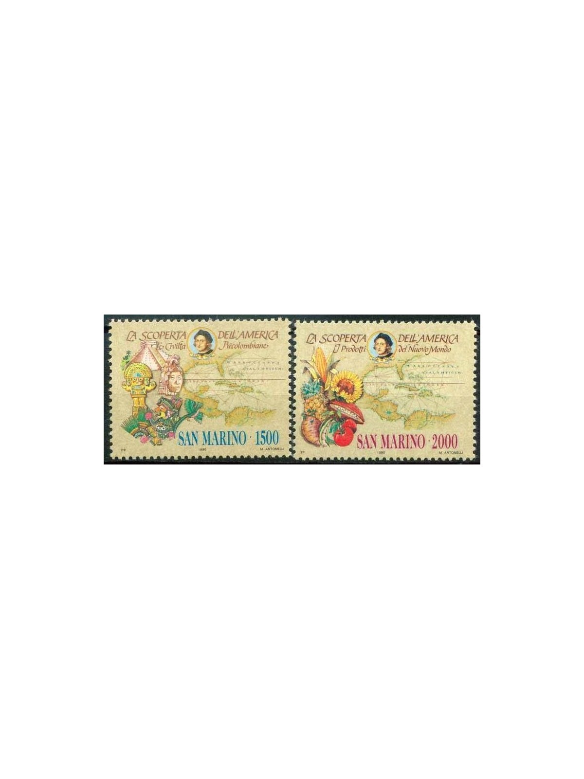 SAN MARINO 1990 Colombian Celebrations 2v MNH**
