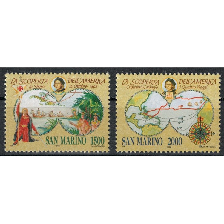 SAN MARINO 1992 Colombian celebrations 2v MNH**