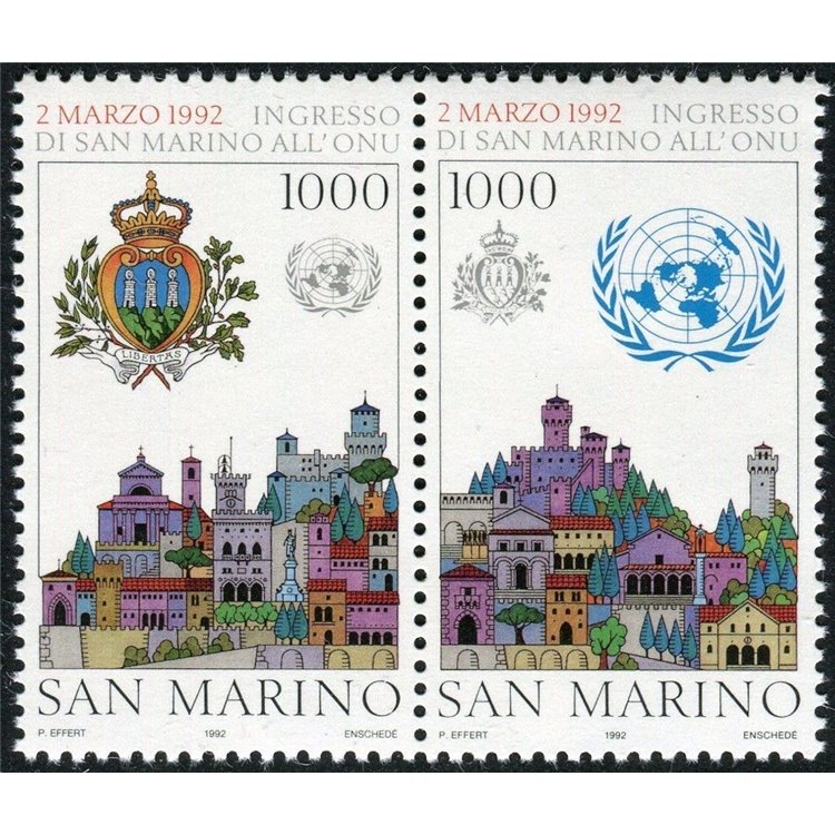 SAN MARINO 1992 San Marino's entry into the UN 2v MNH**