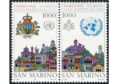 SAN MARINO 1992 San Marino's entry into the UN 2v MNH**