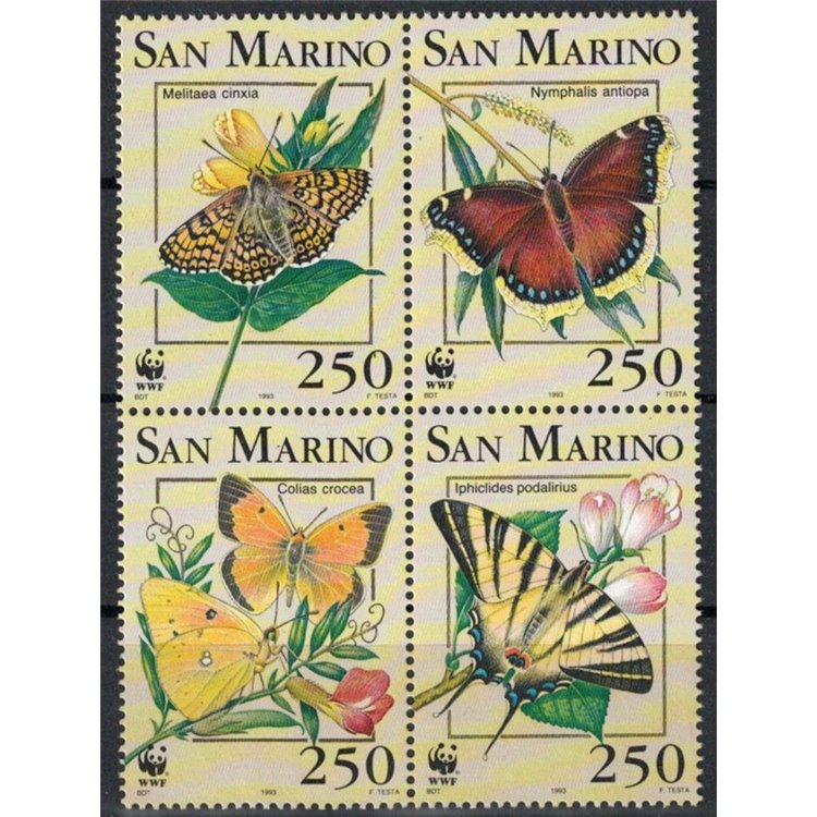 SAN MARINO 1993 WWF, butterflies 4v MNH**