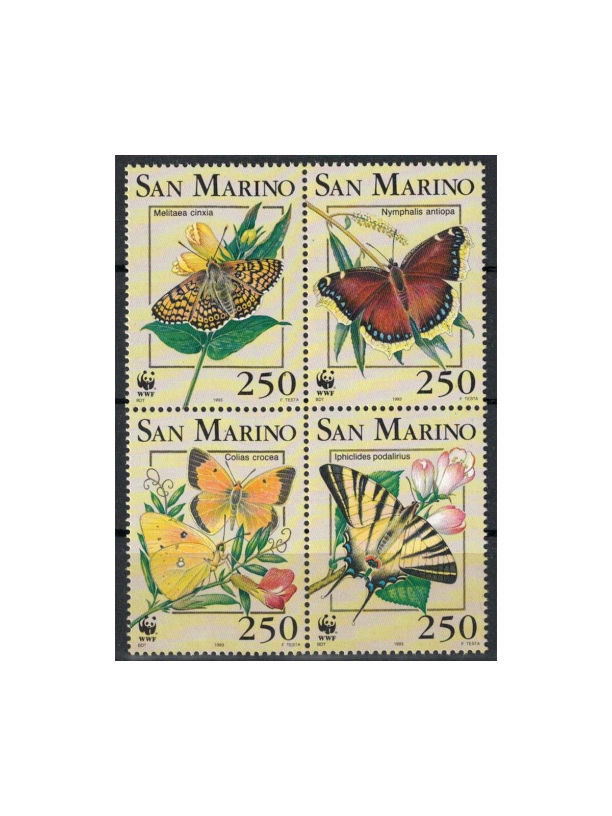 SAN MARINO 1993 WWF, farfalle 4v MNH**