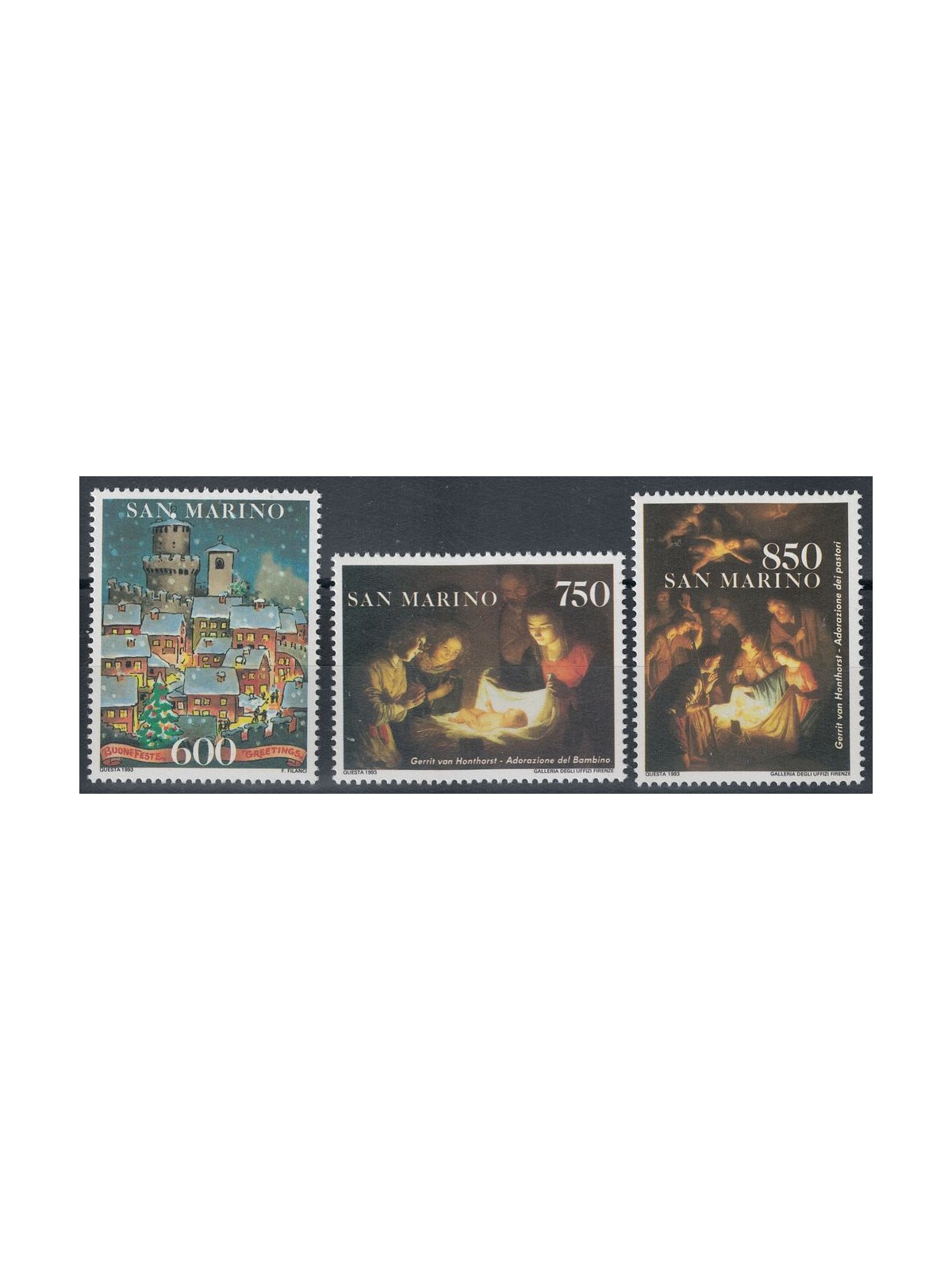 SAN MARINO 1993 Christmas 3v MNH**