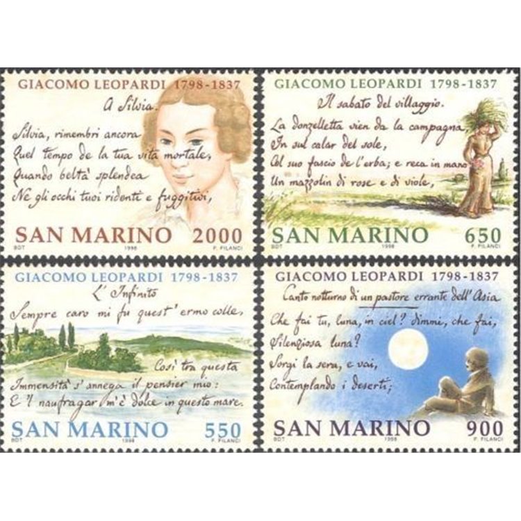 SAN MARINO 1998 Giacomo Leopardi 4v MNH**