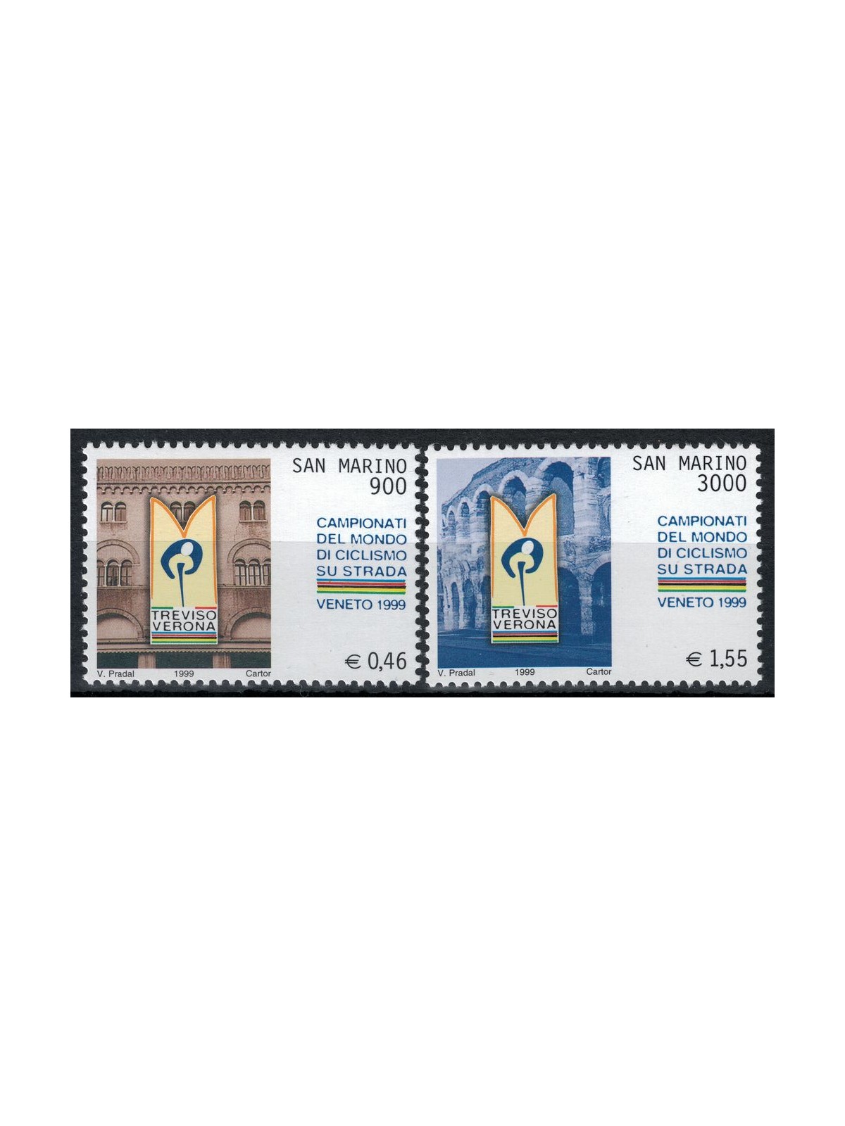 SAN MARINO 1999 Campionati del mondo di ciclismo 2v MNH**