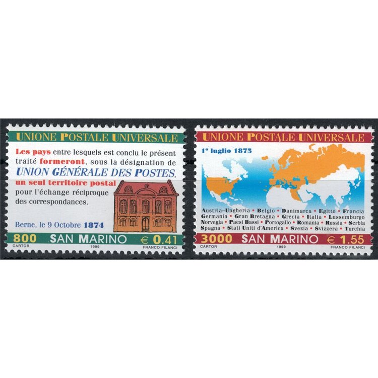 SAN MARINO 1999 Unione Postale Universale 2v MNH**