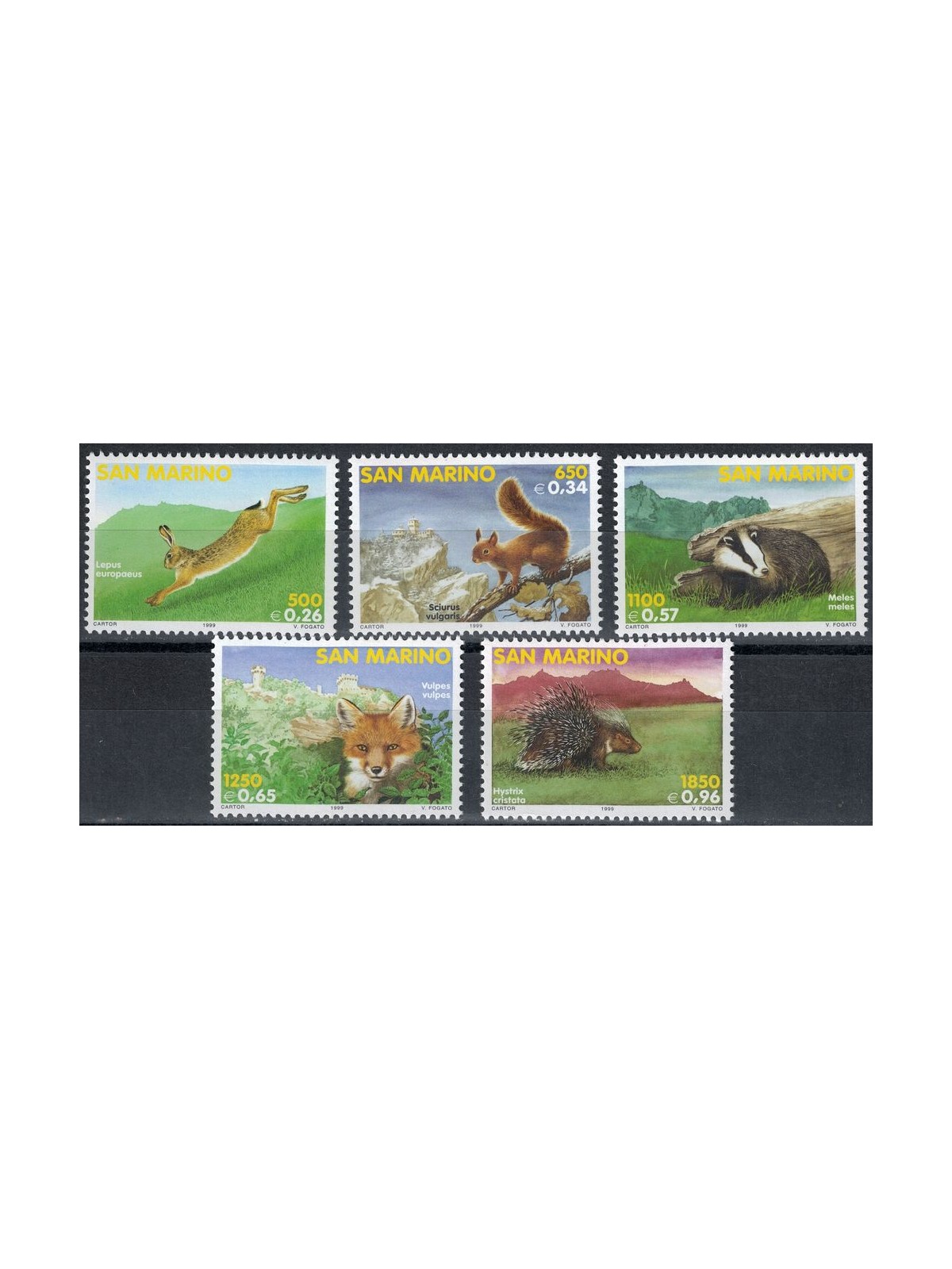 SAN MARINO 1999 Fauna di San Marino 5v MNH**