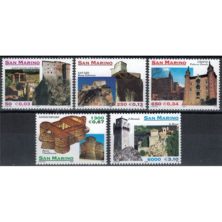 SAN MARINO 1999 Architecture of Montefeltro 5v MNH**