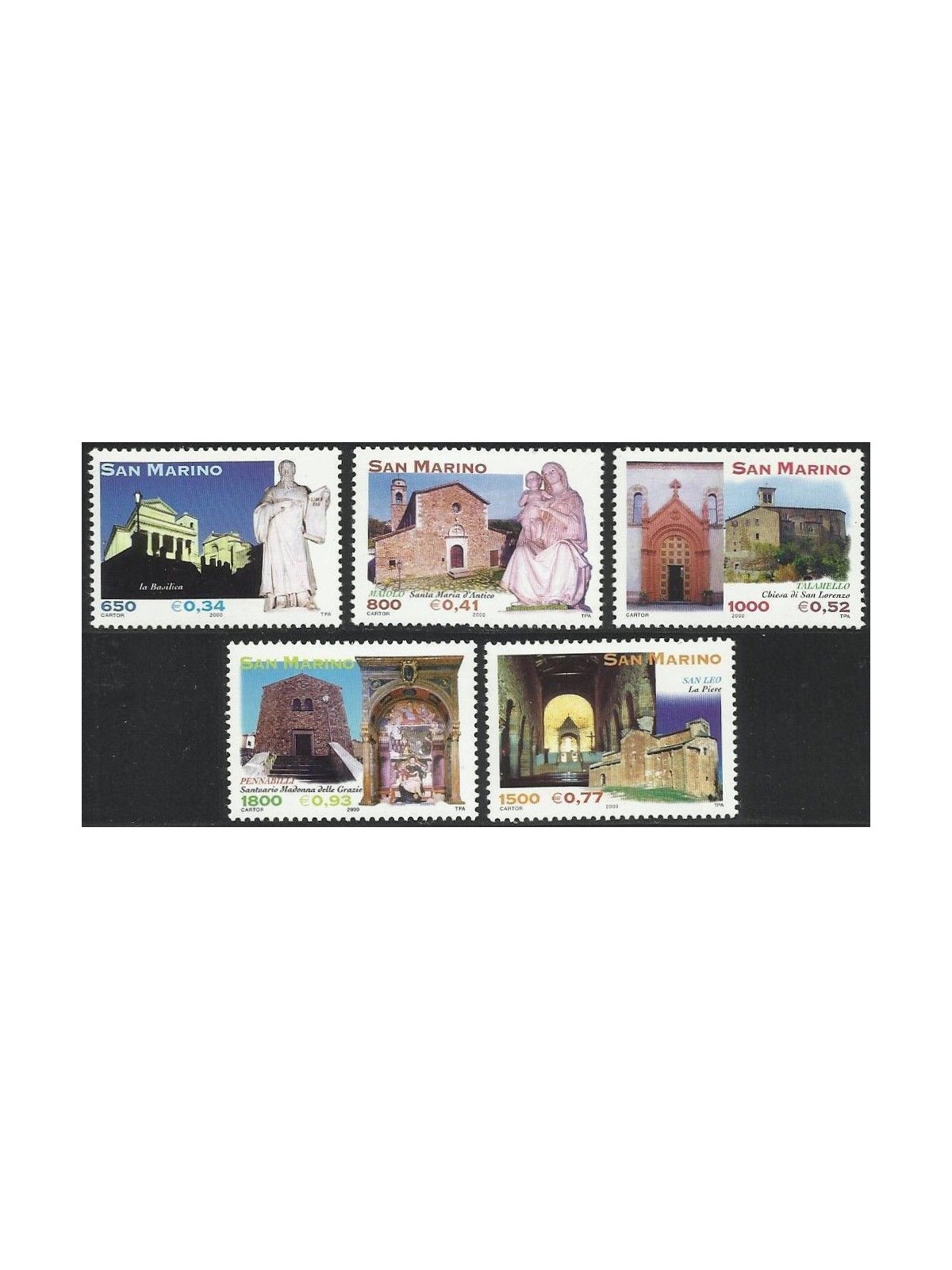 SAN MARINO 2000 Arte del Montefeltro 5v MNH**
