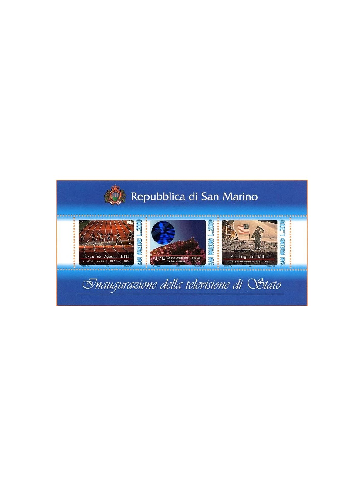 SAN MARINO 1993 Inaugurazione della televisione BF MNH**
