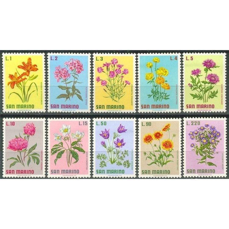 SAN MARINO 1971 Fiori 10v MNH**