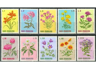 SAN MARINO 1971 Fiori 10v MNH**