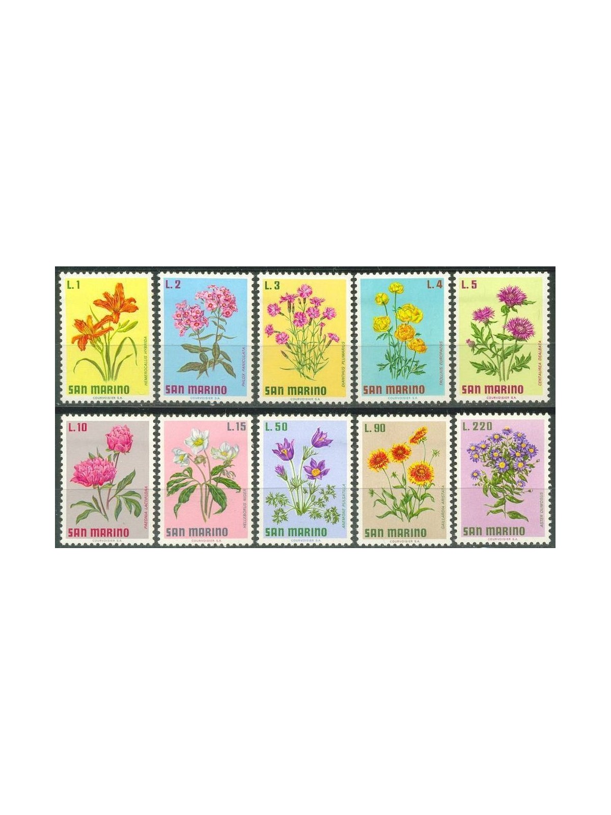 SAN MARINO 1971 Fiori 10v MNH**