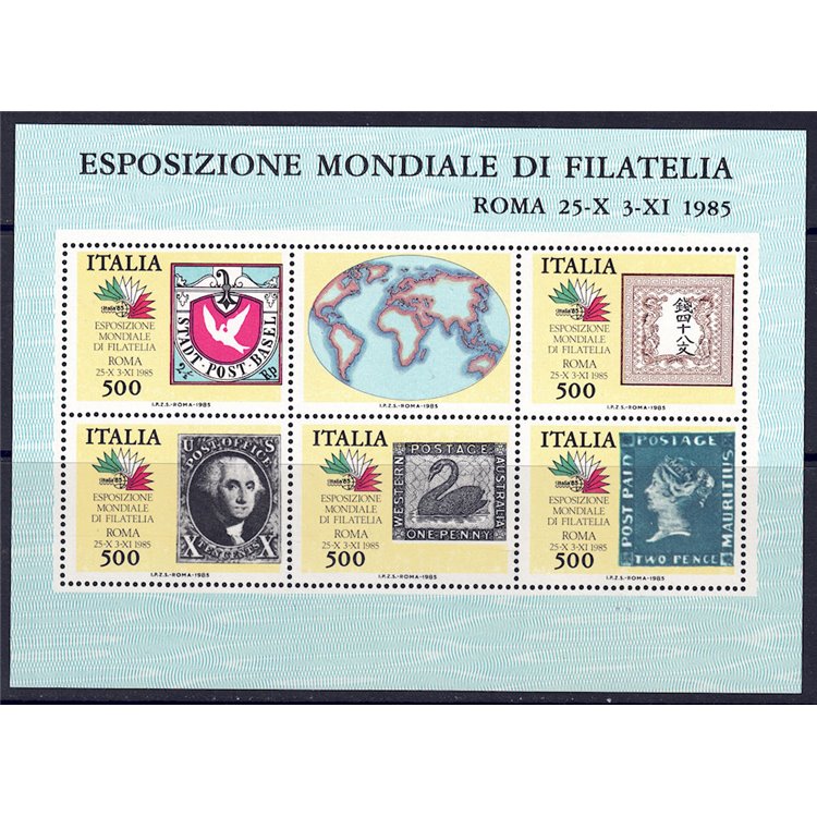 ITALIA 1985 Francobolli dei 5 Continenti BF MNH**