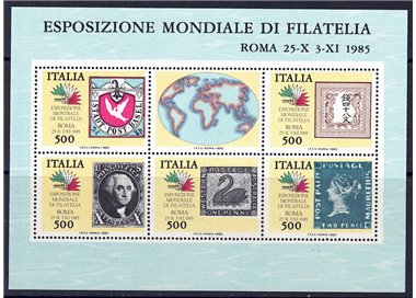 ITALIA 1985 Francobolli dei 5 Continenti BF MNH**