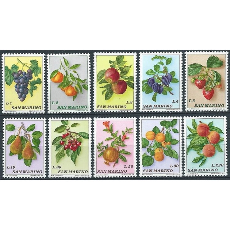 SAN MARINO 1973 Frutta 10v MNH**