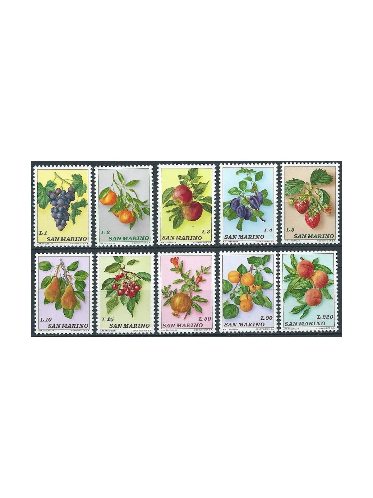SAN MARINO 1973 Frutta 10v MNH**