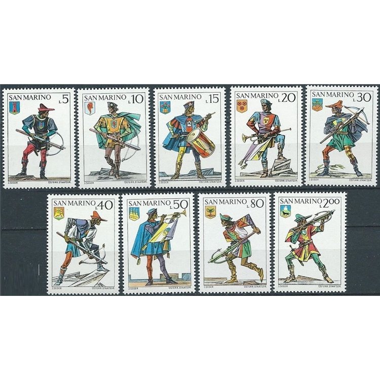 SAN MARINO 1973 Crossbowmen 9v MNH**