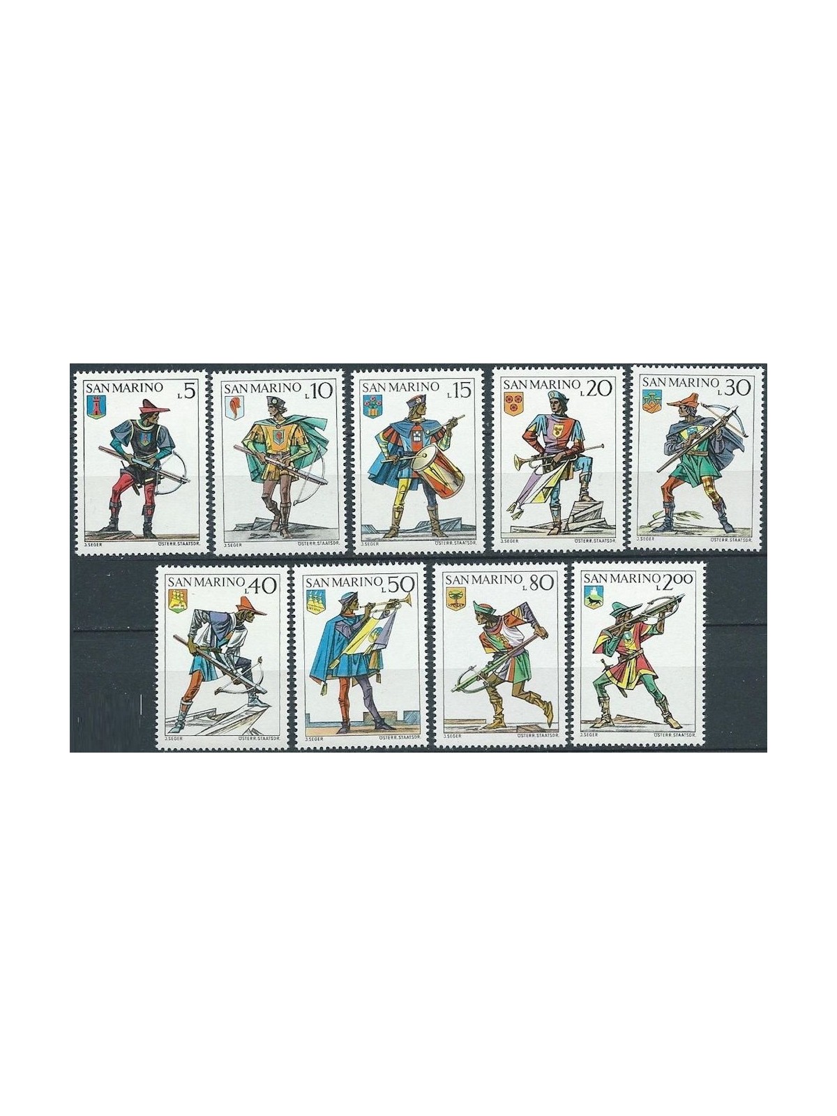 SAN MARINO 1973 Crossbowmen 9v MNH**