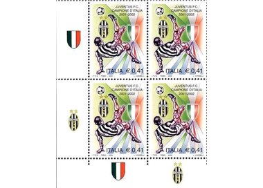ITALIA 2002 Juventus campione d'Italia in quartina MNH**