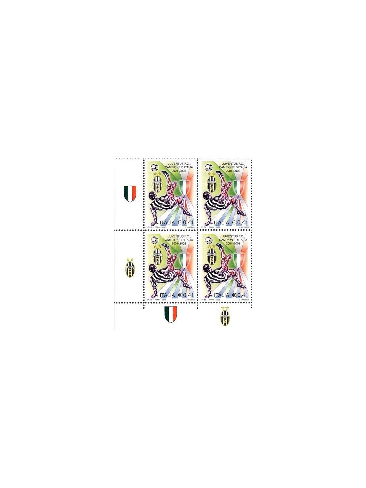 ITALY 2002 Juventus Italian champions in quartet MNH**