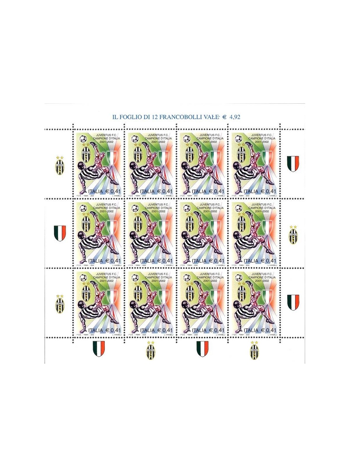 ITALY 2002 Juventus Italian champions m/s MNH**