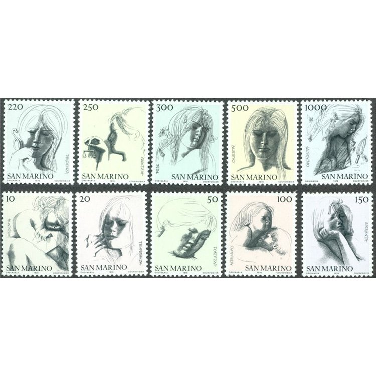 SAN MARINO 1976 Civil Virtues 10v MNH**