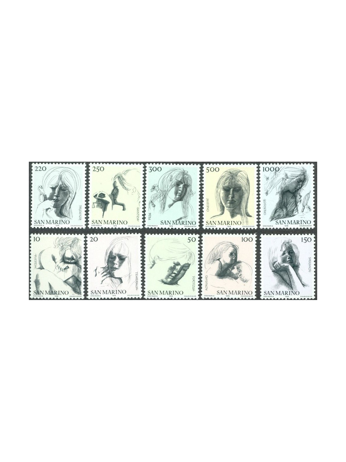 SAN MARINO 1976 Le virtù civili 10v MNH**
