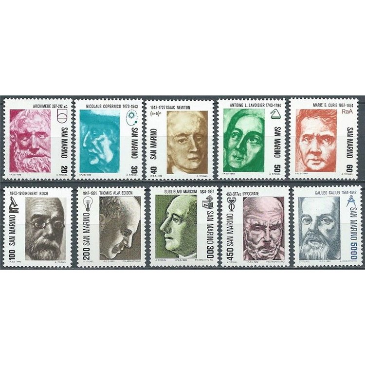 SAN MARINO 1982 Pionieri della scienza 10v MNH**