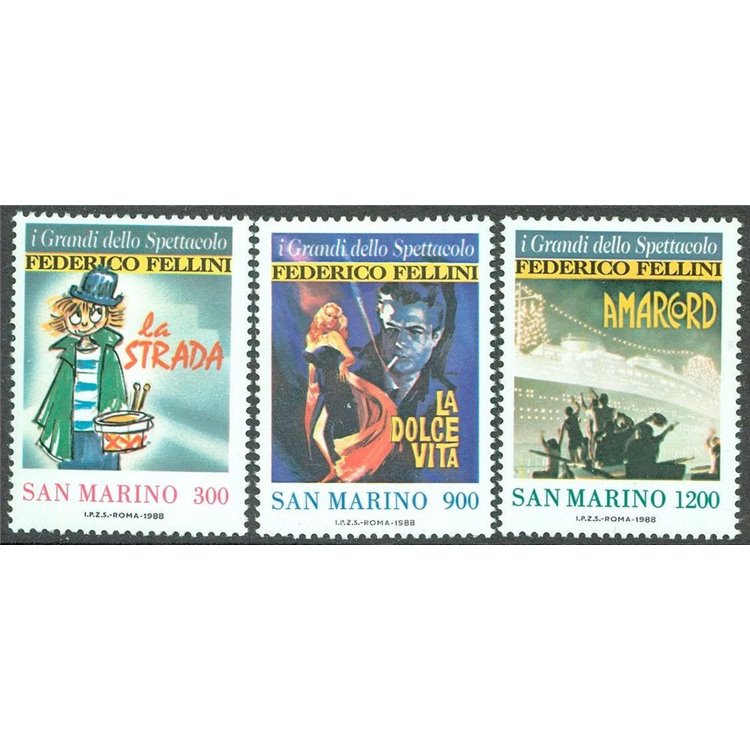SAN MARINO 1988 I grandi dello spettacolo 3v MNH**
