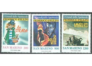 SAN MARINO 1988 I grandi dello spettacolo 3v MNH**