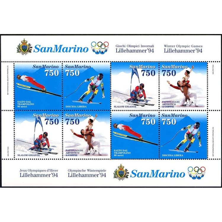 SAN MARINO 1994 Lillehammer, Winter Olympic Games s/s MNH**