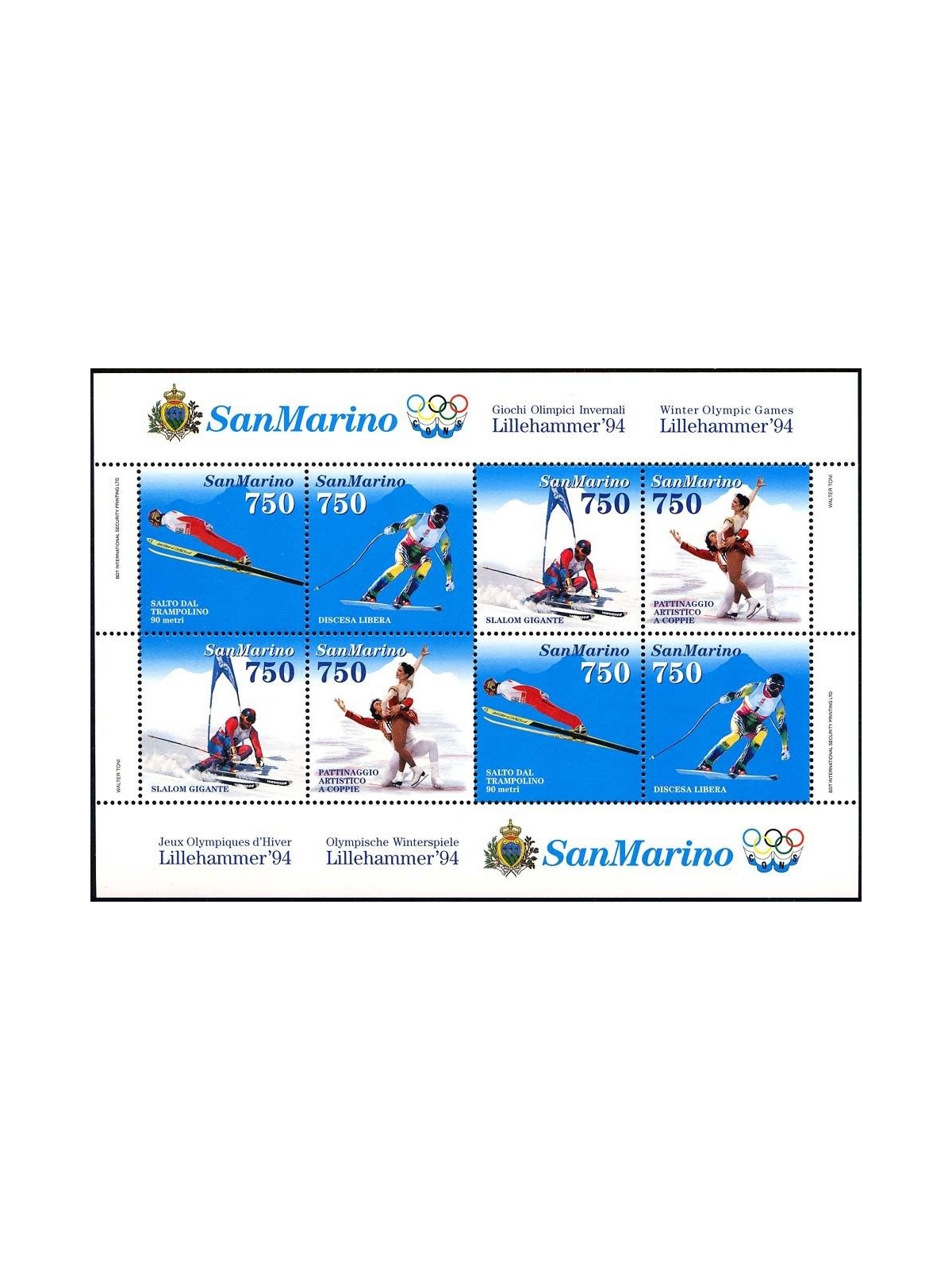 SAN MARINO 1994 Lillehammer, Winter Olympic Games s/s MNH**