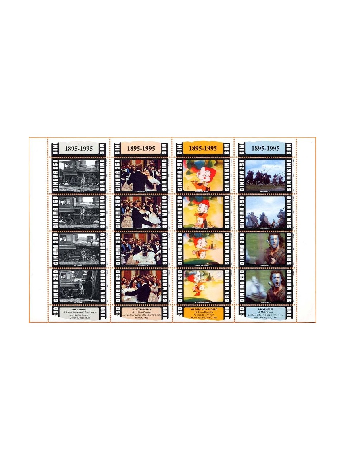 SAN MARINO 1995 Centenary of cinema s/s MNH**