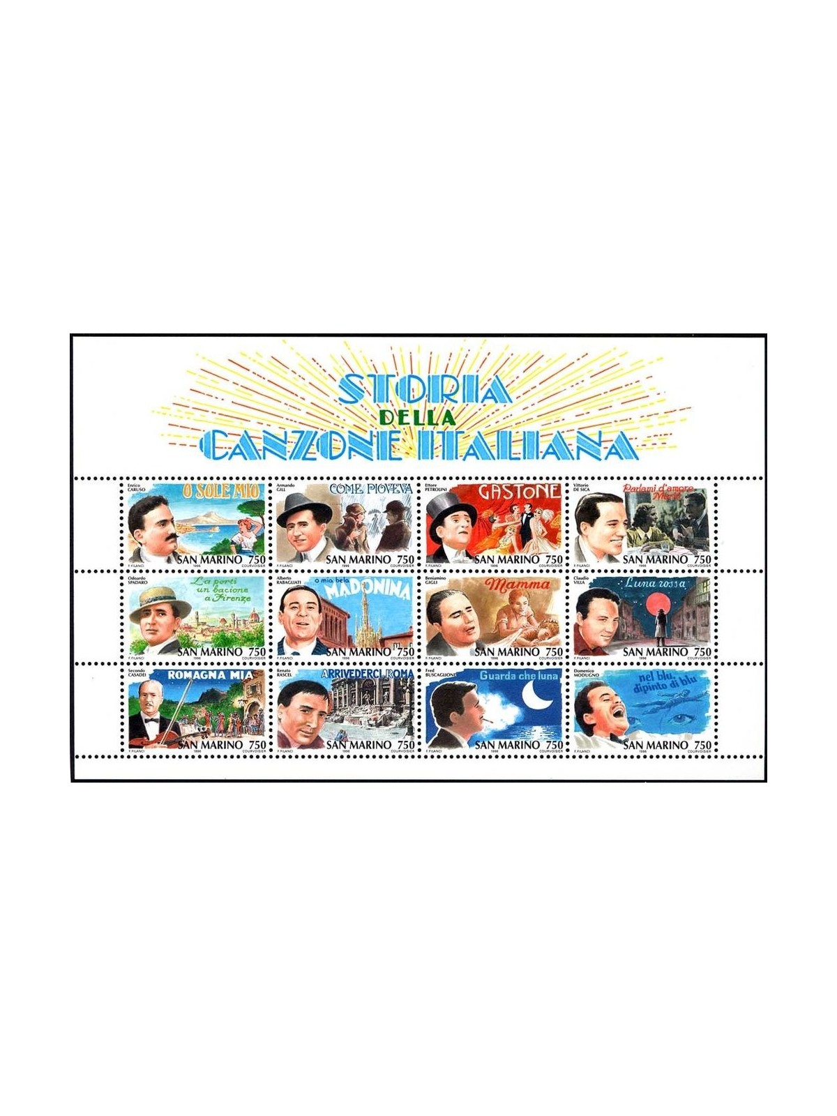 SAN MARINO 1996 Storia della canzone italiana BF MNH**