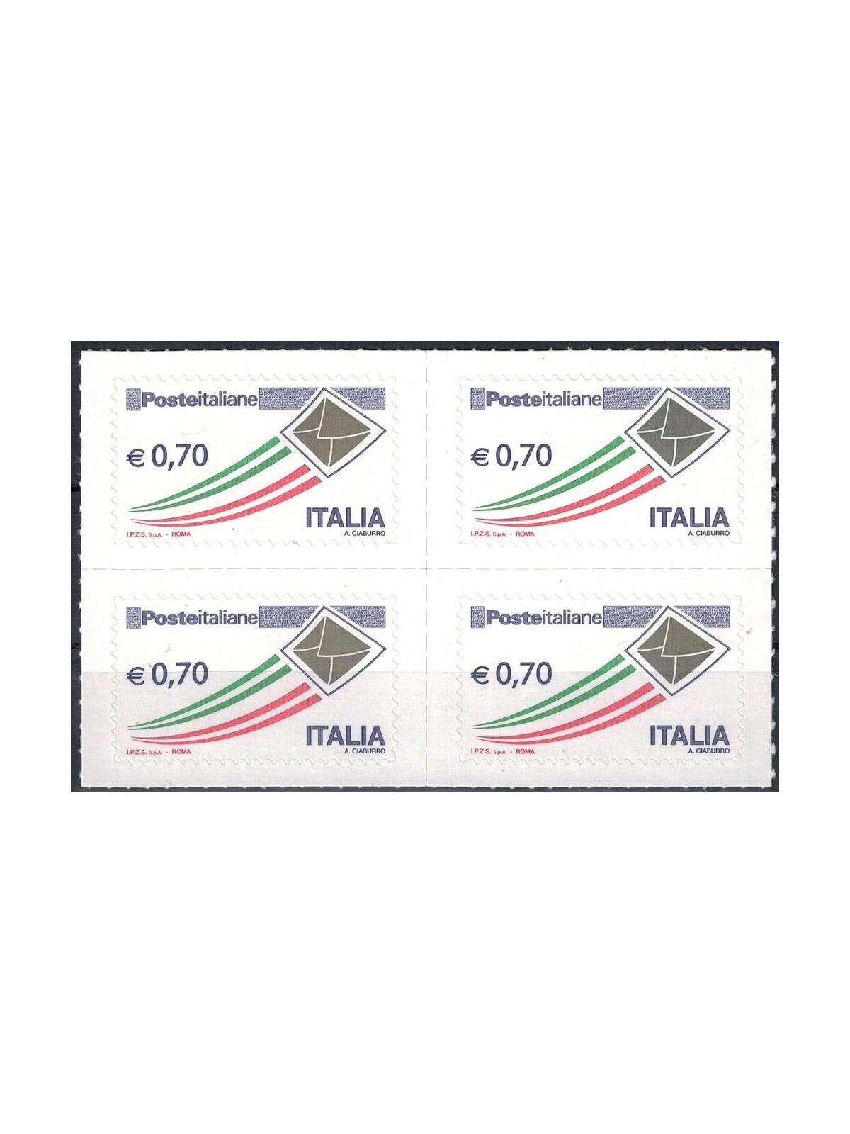 ITALY 2013 Ordinary Series € 0.70 Gold Envelope (in quartet) MNH**