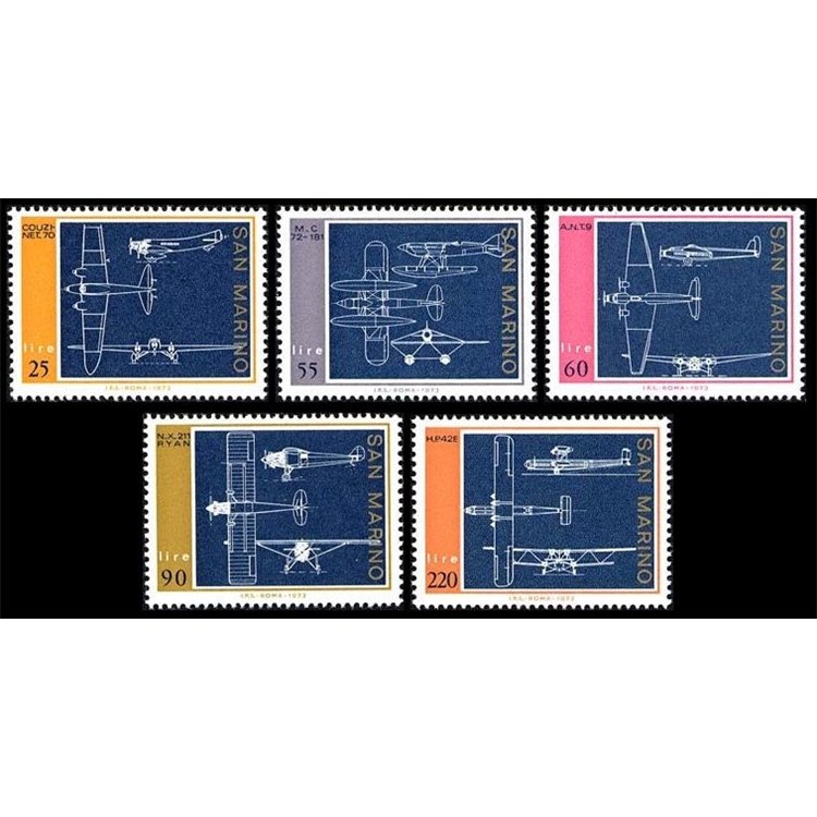 SAN MARINO 1973 Aeroplani 5v MNH**