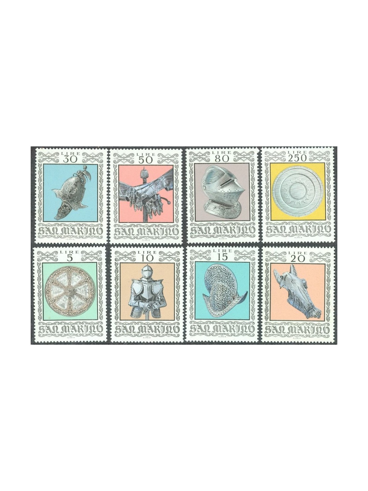 SAN MARINO 1974 Ancient Armour and Weapons 8v MNH**