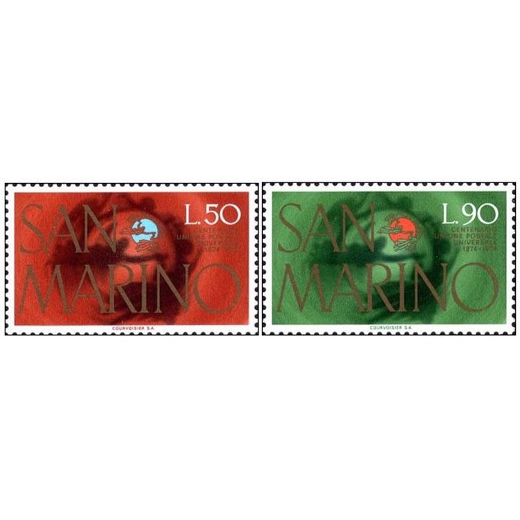 SAN MARINO 1974 UPU Centenary 2v MNH**