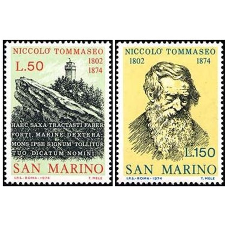 SAN MARINO 1974 Centenario Niccolò Tommaseo 2v MNH**