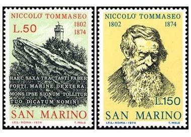 SAN MARINO 1974 Centenario Niccolò Tommaseo 2v MNH**