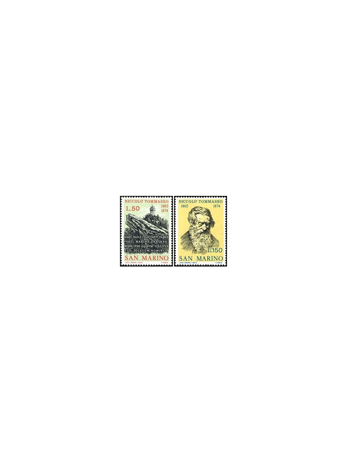 SAN MARINO 1974 Niccolò Tommaseo Centenary 2v MNH**