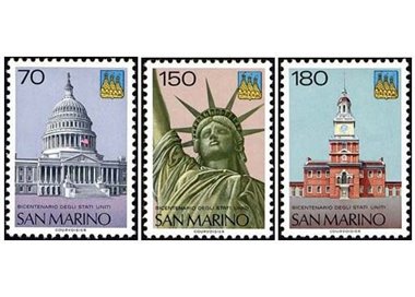 SAN MARINO 1976 Bicentennial of the United States 3v MNH**