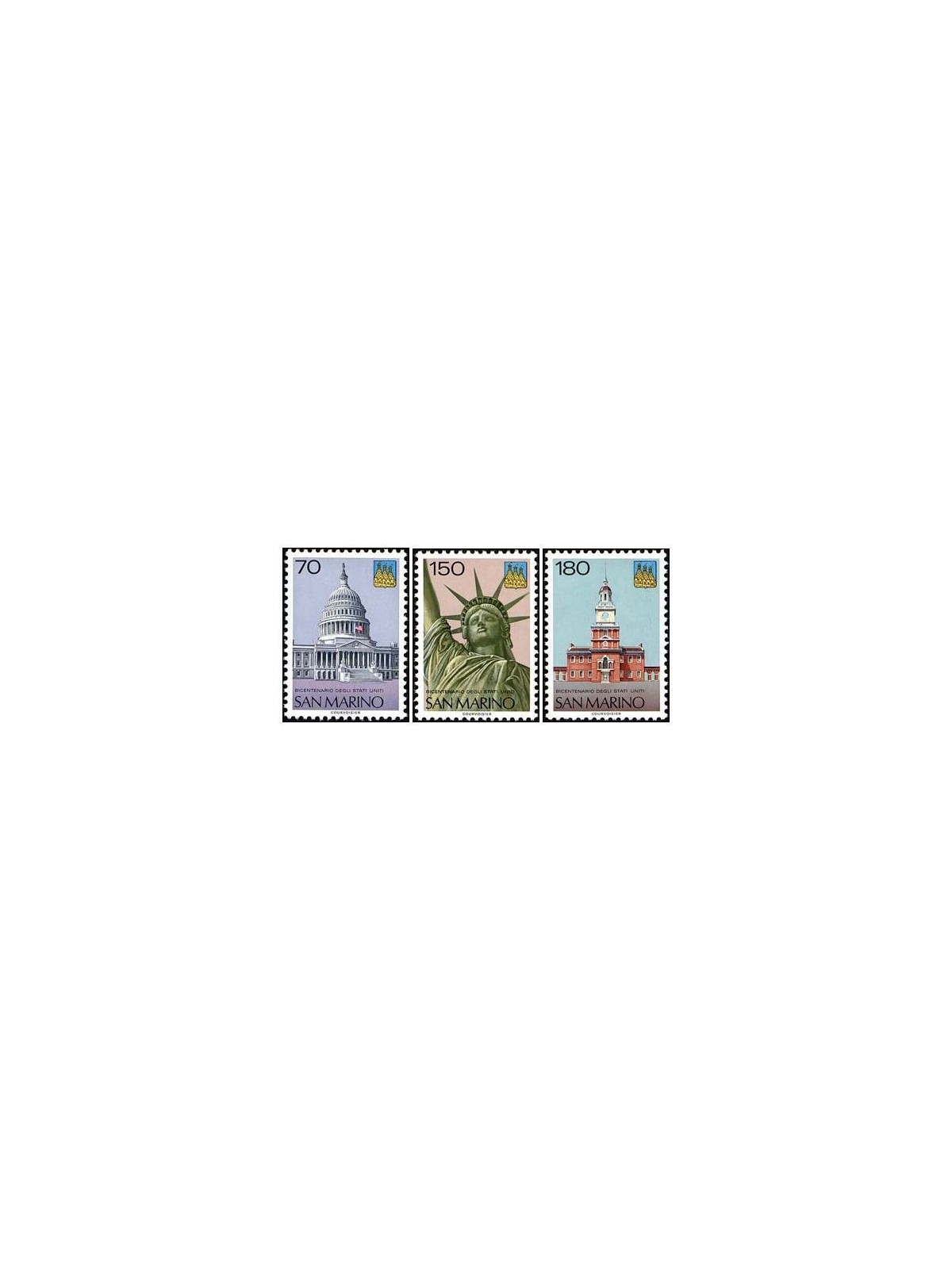 SAN MARINO 1976 Bicentennial of the United States 3v MNH**
