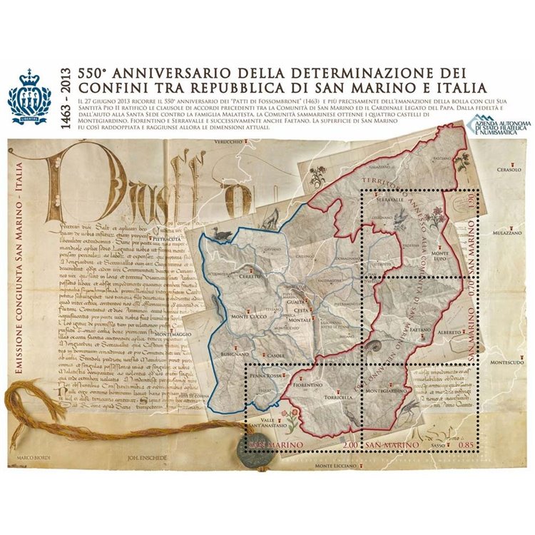 SAN MARINO 2013 Borders between San Marino and Italy s/s MNH**