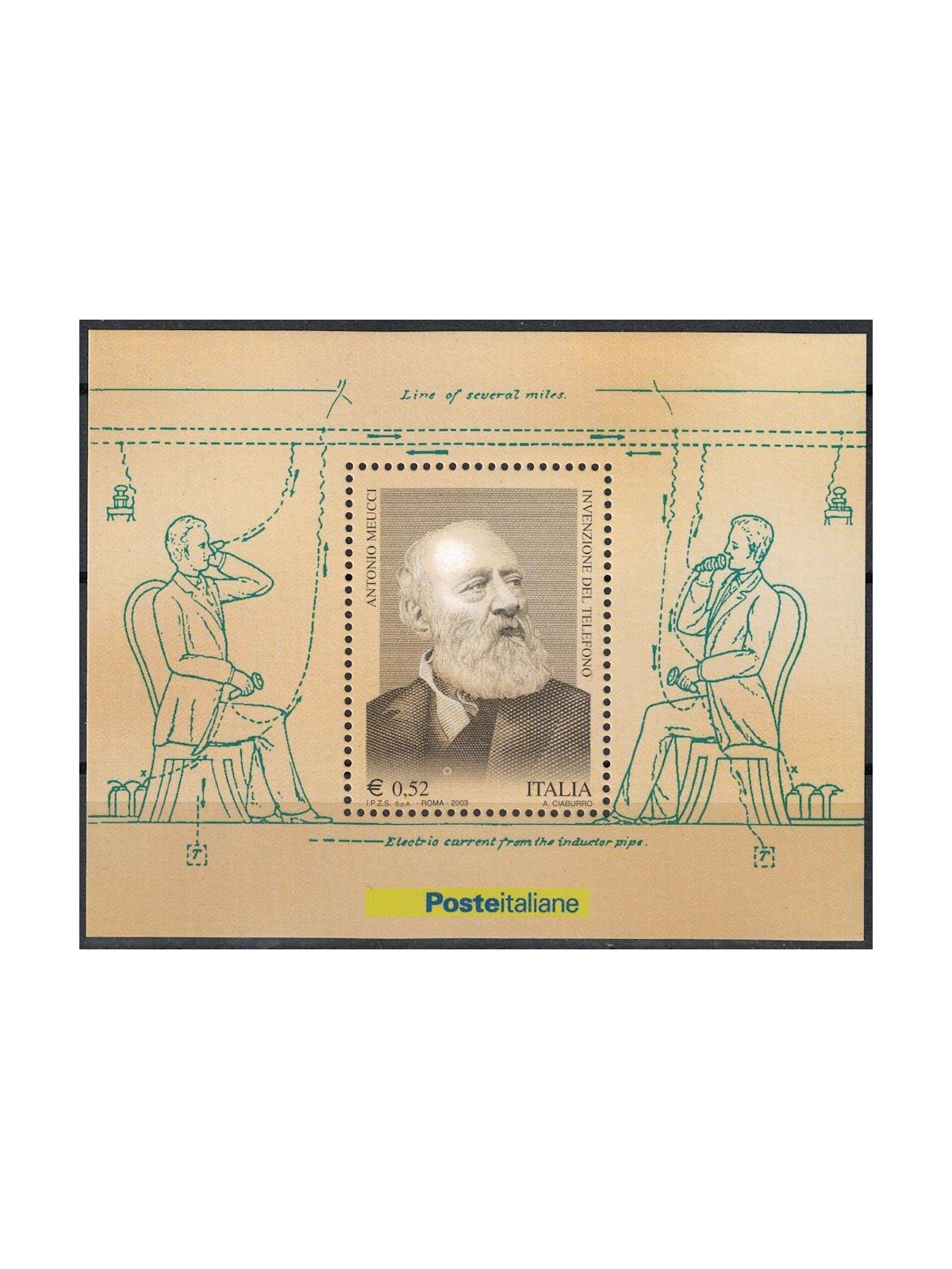 ITALY 2003 Antonio Meucci s/s MNH**
