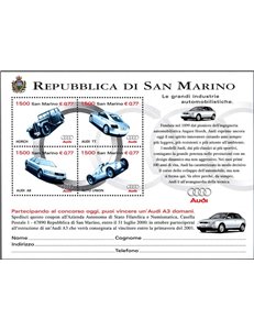 SAN MARINO 1999 Automobiles, Audi s/s MNH**