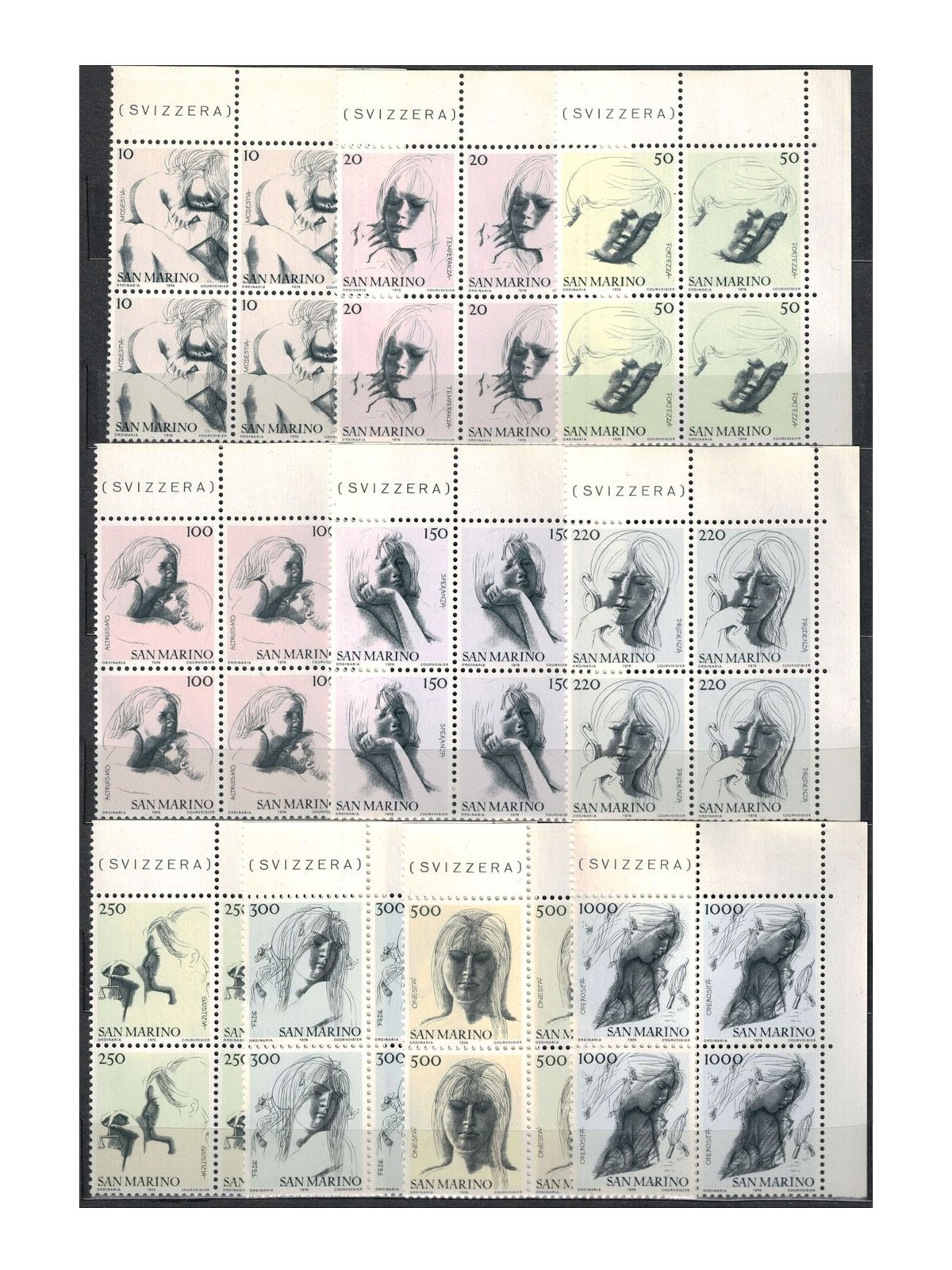 SAN MARINO 1976 Le virtù civili in quartina 10v MNH**