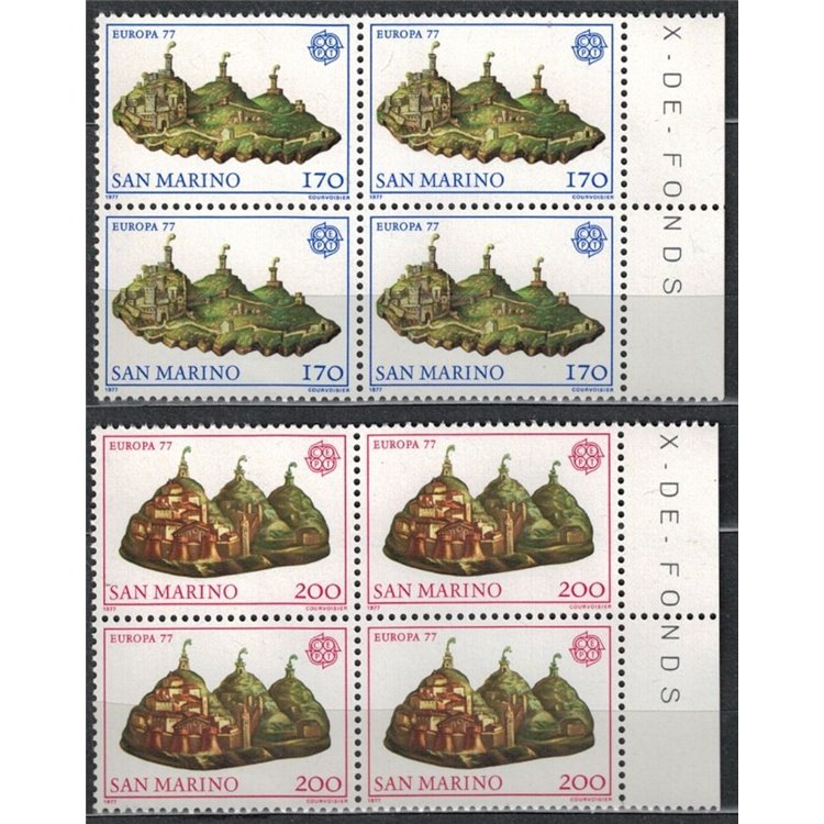 SAN MARINO 1977 Europe 2v in a block of four MNH**